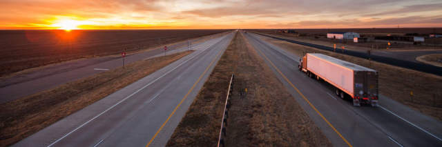 truck road sunset image
